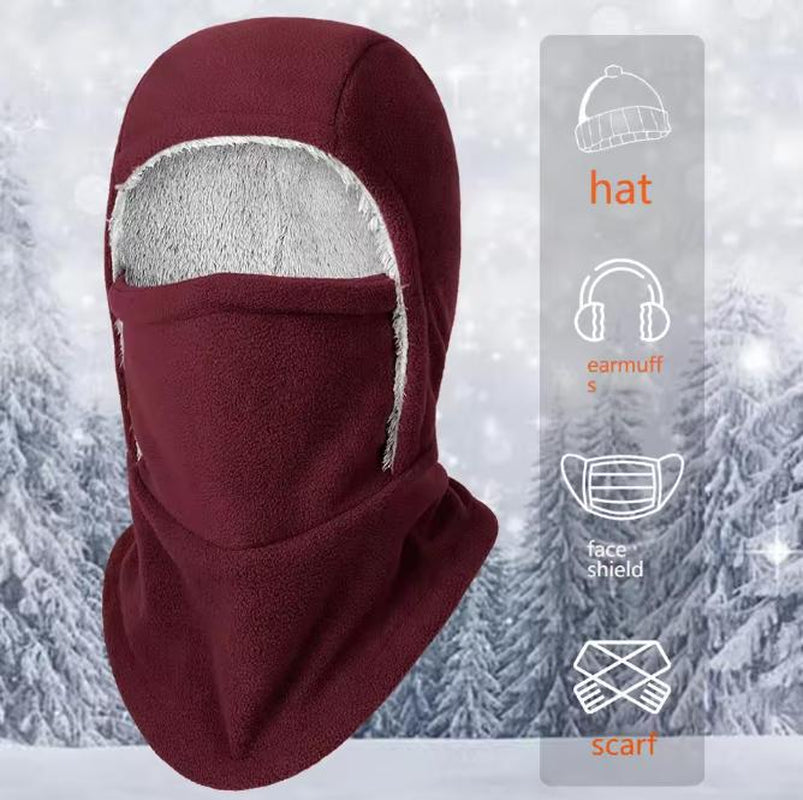 Fleece Balaclava Cycling Cap Cold-Proof Windproof Warm Hood and Hat Thicken Thermal Ski Windproof Cap Women Men