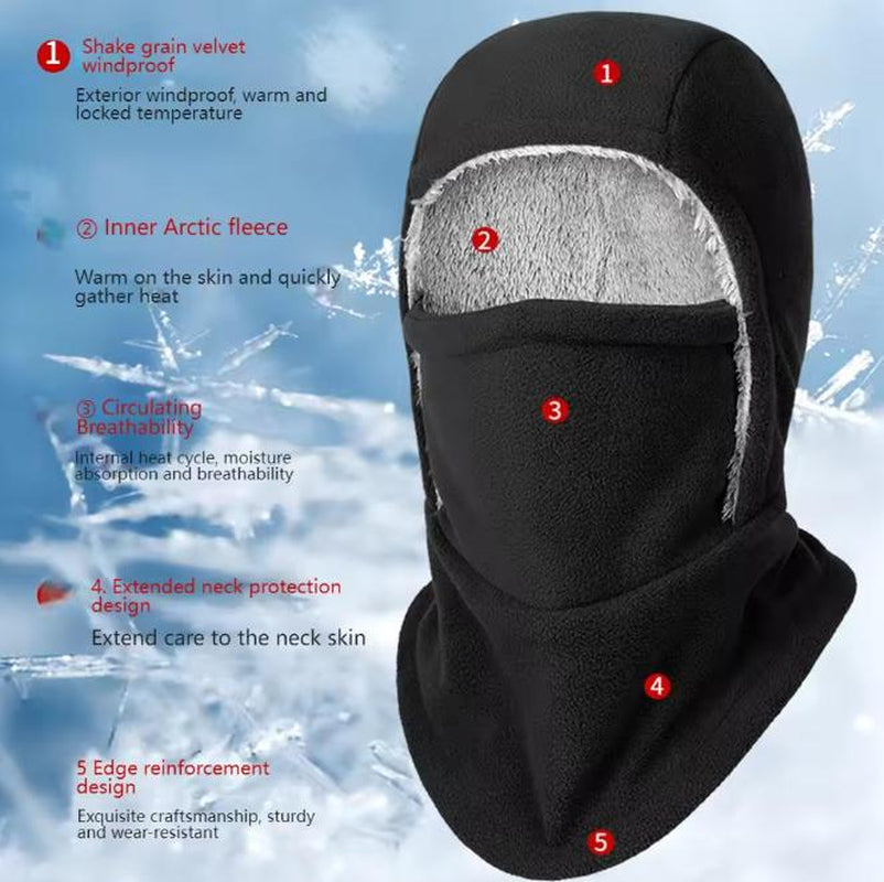 Fleece Balaclava Cycling Cap Cold-Proof Windproof Warm Hood and Hat Thicken Thermal Ski Windproof Cap Women Men